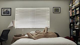 MILF wife enjoys rubbing, kissing, and creampie in missionary and reverse cowboy