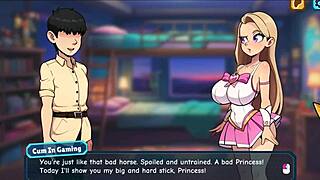 in princess sophia hentai, the bratty princess strips naked in the game