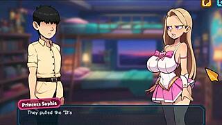 in princess sophia hentai, the bratty princess strips naked in the game