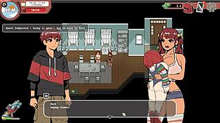 Nerdy girl gives public handjob in library during spooky milk life taboo hentai game