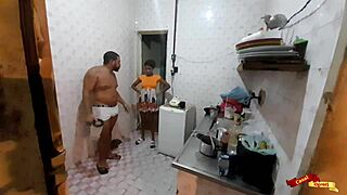 Fucking my skinny Latina stepdaughter in the kitchen with anal, she's 18+.