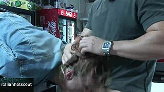 Italian slut gets intensely fucked in the supermarket with oral and riding