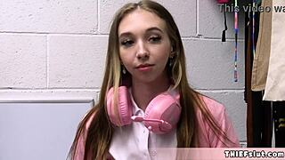 cute game streamer teen 18+ breezy bri caught shoplifting gets rough pussy destruction