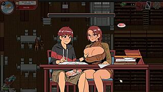 Nerdy girl gives public handjob in library during spooky milk life taboo hentai game