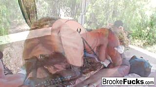 Blonde Milf Brooke Brand Gets Hard Fuck While Sun Tanning Outdoors