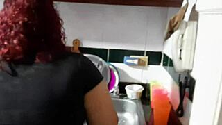 interrupting maid washing dishes to suck my big black cock