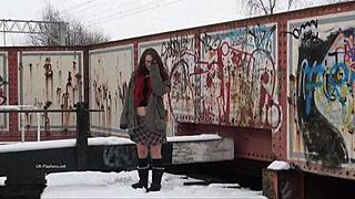 Coed flashing in public at university