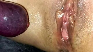 Velvet rain intensely masturbates with huge squirting toys