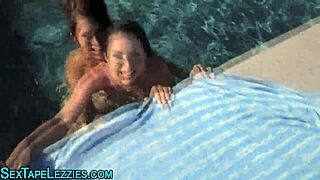 Brunette eats babe's pussy in reality show