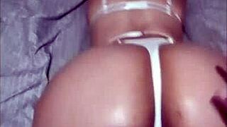 Playing with big ass in lingerie