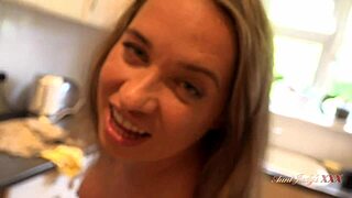 Fucking busty stepmom olga in the kitchen pov, taboo cougar sex experience