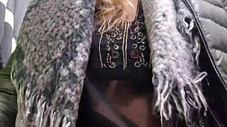 Naughty Hazel Shops Outdoors With Her Natural Tits Exposed!