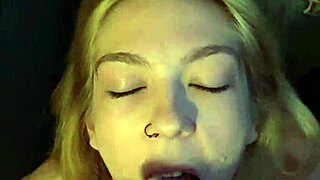 cumshot from my bf on petite blonde slut
