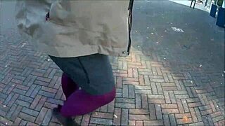 stockings adventure in outdoor public setting