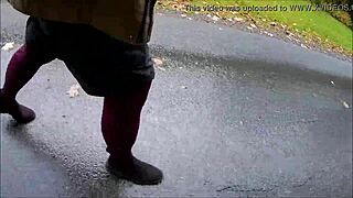 stockings adventure in outdoor public setting