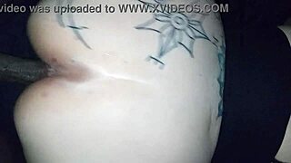 Big black cock cums in wet ass