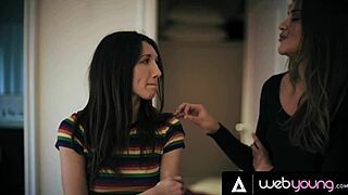 Obsessed teen babe desires rough sex with stepsister's girlfriend, feeling intense passion