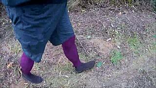 stockings adventure in outdoor public setting