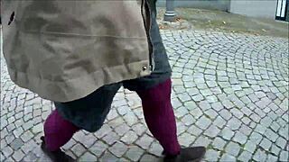 stockings adventure in outdoor public setting