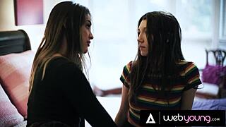 Obsessed teen babe desires rough sex with stepsister's girlfriend, feeling intense passion