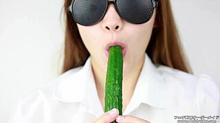 Japanese Women Moan Loudly During Cucumber Eating Fetish Play