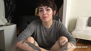 Sloan teases her hairy pussy to intense orgasm