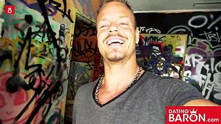 Busty german mia sucks big cock in public interview