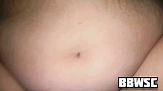 does the bbw wife suck her saggy tits during pov fucking?