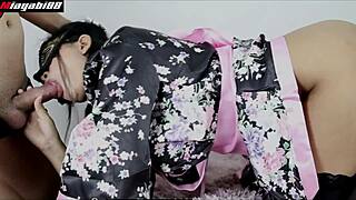 Is this thai student slut creampied in kimono?