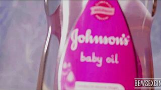 busty bbw wife oils her huge tits