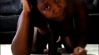 I’m sucking and riding my huge black dildo with wild peeing.