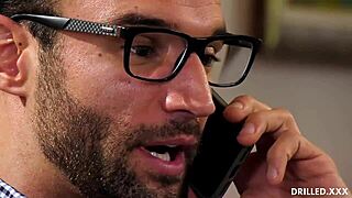 big tit blonde in stockings enjoys deepthroat session