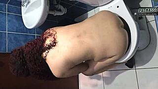 young man has quick sex with friend's mom in bathroom