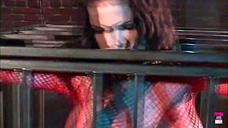 Brunette in Cage Deepthroats Cock for Freedom Release