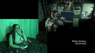 Naked Brunette BBW Plays Deadspace Part 9 With Big Natural Tits