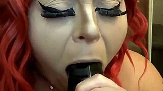 Lexi Red showcases her deepthroat skills in a sloppy blowjob video