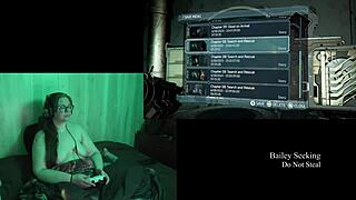 Naked Brunette BBW Plays Deadspace Part 9 With Big Natural Tits