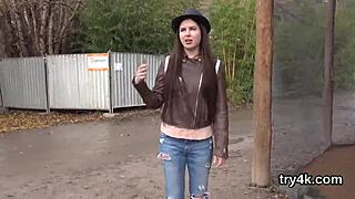 A slutty woman gives a deep blow job and gets her pussy fucked in POV.