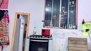 Beautiful white girl with round ass dancing and shaking her buttocks.