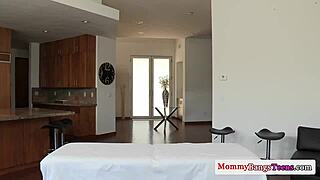 A mature woman gives a deep blow job during a three woman fuck fest with a ball licking masseur.