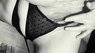 Beautiful russian woman gets fucked hard in stormy weather, then enjoys fresh cum all over her body