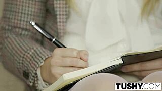 Tushy First Anal For Blonde Babe Samantha Rone! Deepthroat, Doggystyle, Lingerie Cowgirl, Big Cock Assfucking, Spanking!