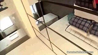 chesty whore in stockings and lingerie masturbates wildly alone