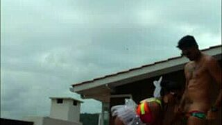 Lunna Vaz Fucks Hard on Balcony During Party!