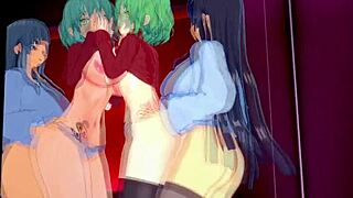 hikage and ikaruga dive into wild lesbian and futanari play