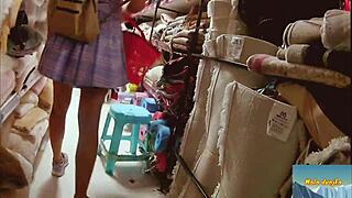 Flashing without panties during shopping - Mala Dvojka's bold move