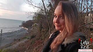 Hell yeah, slut sucked huge cock at sunset by the sea!