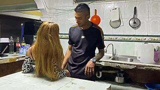 Caught watching stepmom stretch for yoga class, huh?