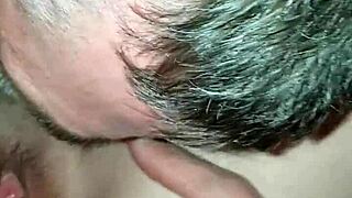 Mature man licks young girlfriend pussy in pov