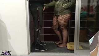 Cum in the mouth on my balcony with my curvy roommate